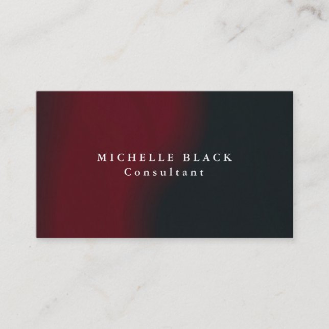 Carte De Visite Trendy Plain élégant rouge noir professionnel (Devant)