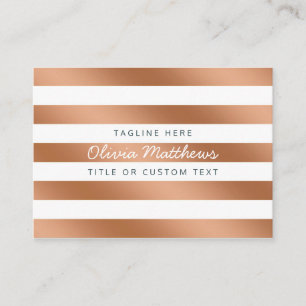 Carte De Visite Trendy Rose Gold Foil Stripes Médias sociaux moder