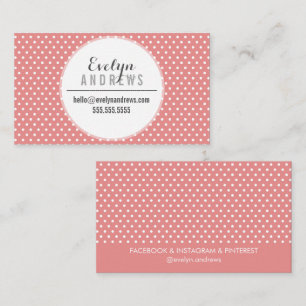Carte De Visite TRENDY SIMPLE SPOT mini poka point mignon corail b