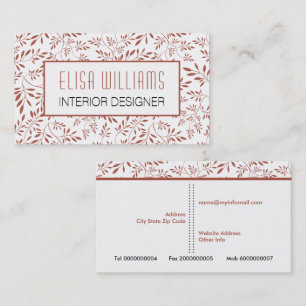 Carte De Visite Trendy terre cuite feuille motif et cadre fleuris