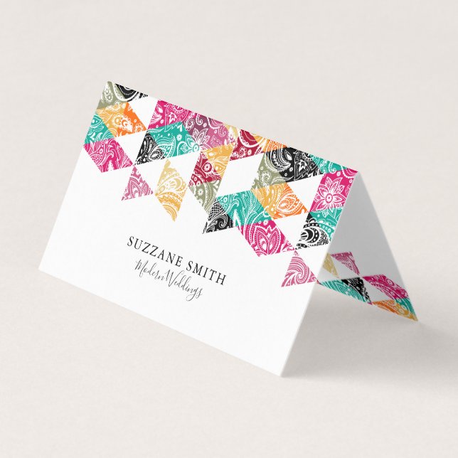 Carte De Visite Triangle coloré blanc cachemire superposition (Devant)