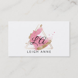 Carte De Visite Triangle d'aquarelle d'or rose de Monogramme moder