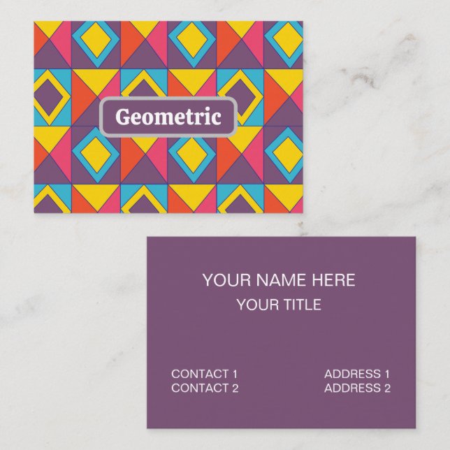 Carte De Visite Triangle diamant coloré géométrique (Devant / Derrière)