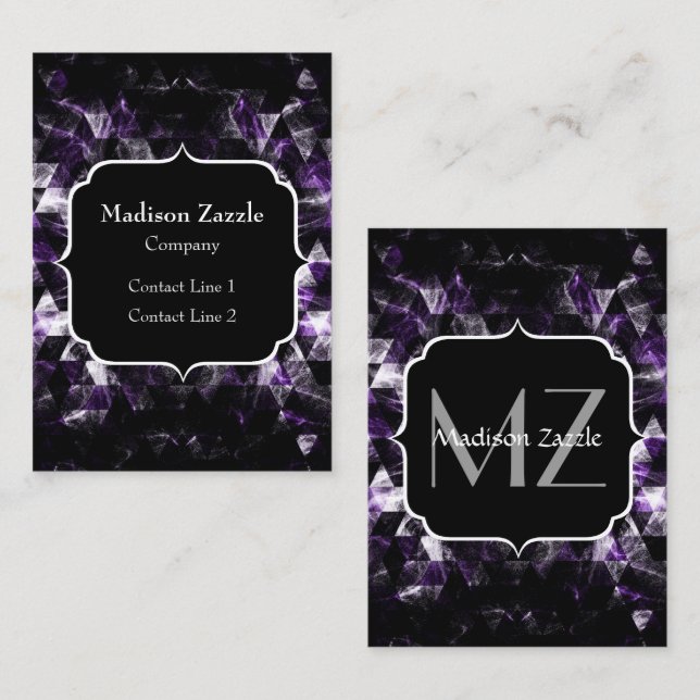 Carte De Visite Triangle Géométrique Violet Smoky Galaxy Monogramm (Devant / Derrière)
