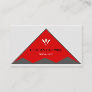Carte De Visite Triangles élégants en gris argent et rouge