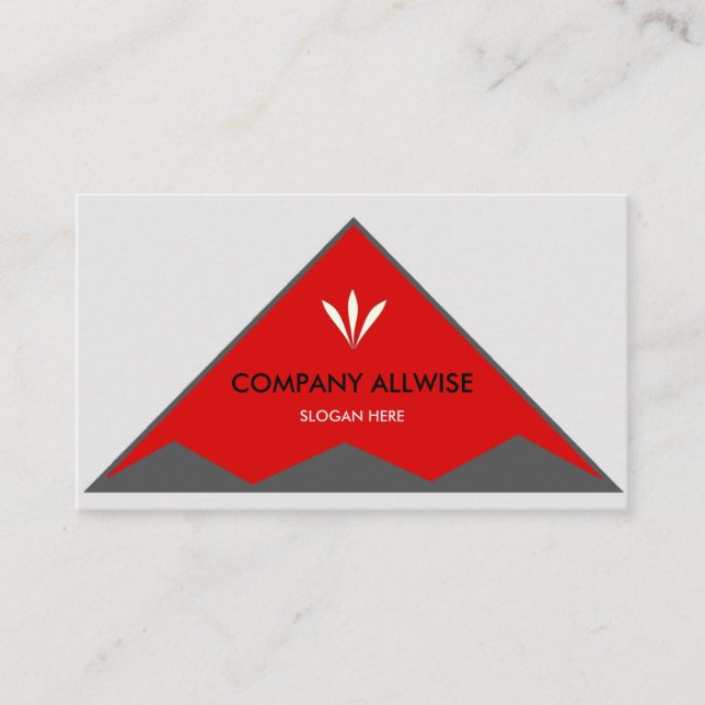 Carte De Visite Triangles élégants en gris argent et rouge (Devant)