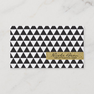Carte De Visite Triangles noirs et blancs et or Glamour Chic
