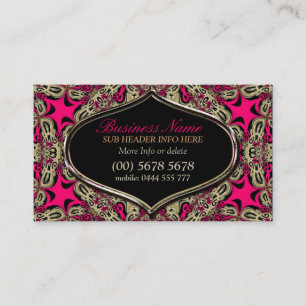 Carte de visite Tribal Diva rose chaud et noir & o