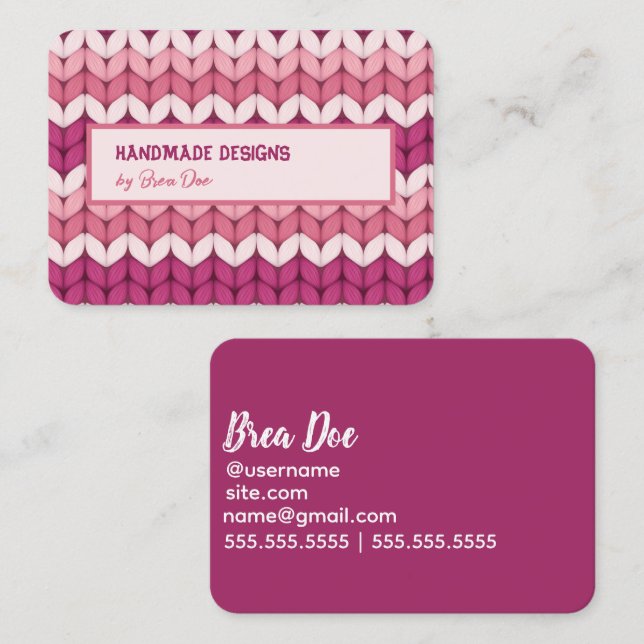 Carte De Visite Tricot Crochet (Devant / Derrière)