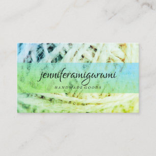 Carte De Visite Tricot Crochet Artisanal Fait Main Fil Vert