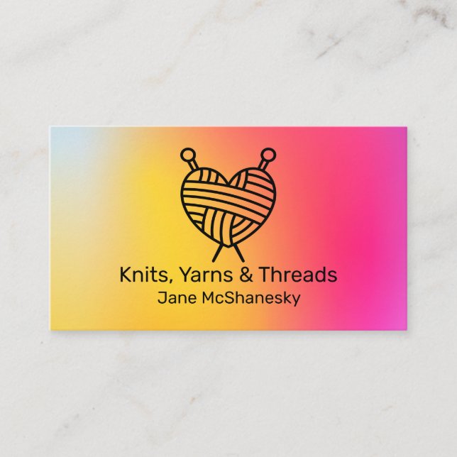 Carte De Visite Tricot Crochet Fil Main Spool artisanal (Devant)