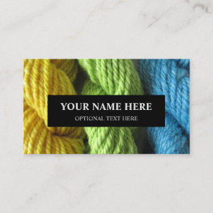 Carte De Visite Tricot en fils à main Jaune Vert Bleu photo