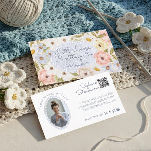 Carte De Visite Tricot floral Crochet fait main Artisanal Photo