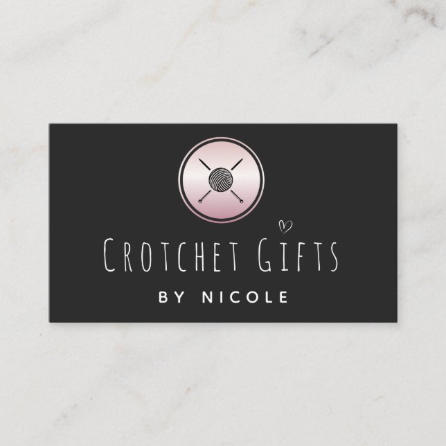 Carte De Visite Tricot rose Gold Crochet  artisanal Cadeaux modern (Devant)