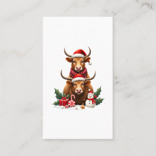 Carte De Visite Trio de vaches des Highlands de Noël vintage Cute