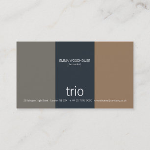Carte De Visite Trio Teal, gris et brun clair