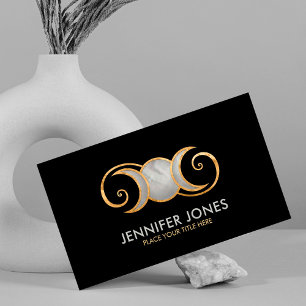 Carte De Visite Triple Lune - Ornement Spirale Dorée