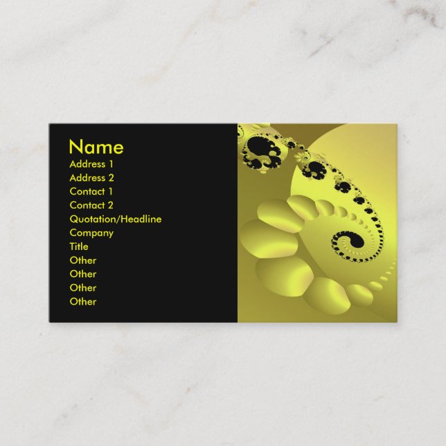 Carte De Visite Trippy Psychedelic Yellow Spiral fin Fractal (Devant)