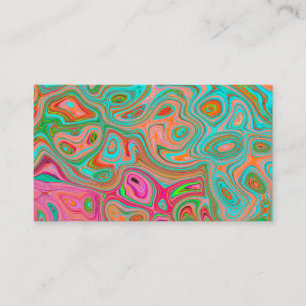 Carte De Visite Trippy Retro Orange et Aqua Super Art Abstrait