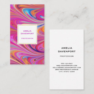 Carte De Visite Trippy rose et orange design Tourbillonnant