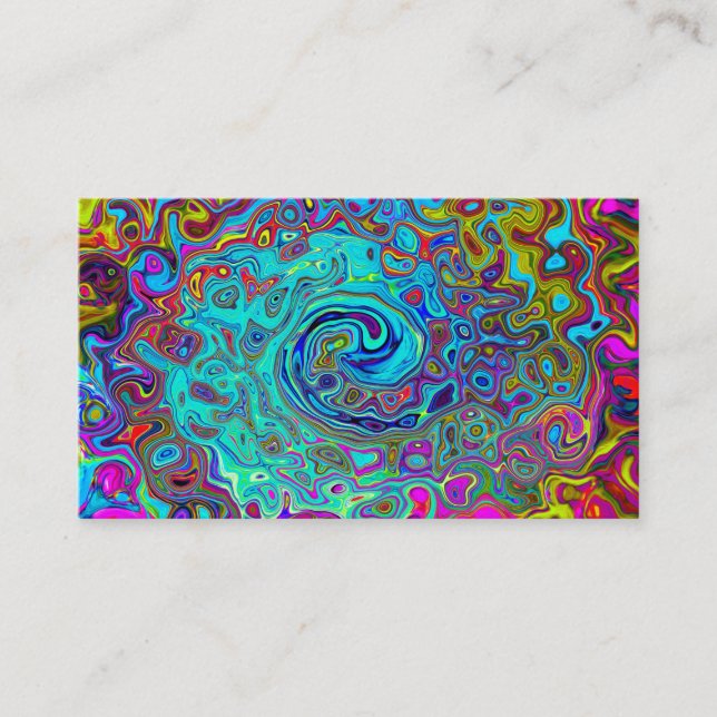 Carte De Visite Trippy Sky Blue Abstrait Retro Liquid Swirl (Devant)