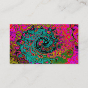 Carte De Visite Trippy Turquoise Abstrait Retro Liquid Swirl
