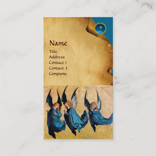 Carte De Visite TROIS ANGELS MONOGRAM, Parchemin Blue Sapphire (Devant)