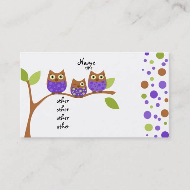 Carte De Visite Trois Chouettes (Devant)