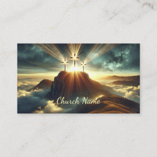 Carte De Visite Trois croix dans un paysage céleste