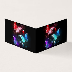 Carte De Visite Trois papillons brillants sur l'arrière - plan de