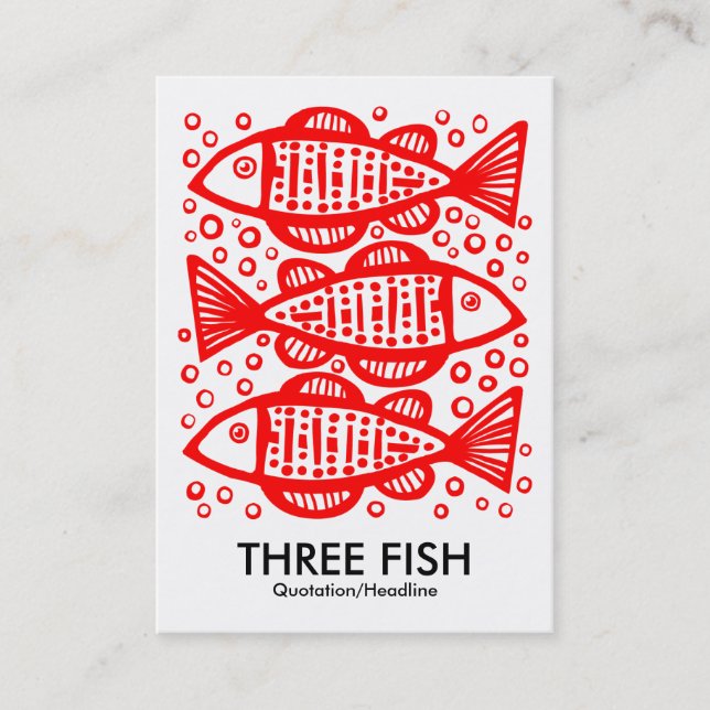 Carte De Visite Trois poissons - Rouge sur blanc (Devant)