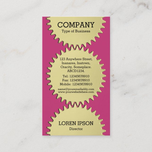 Carte De Visite Trois roues en cog - #C93476 Magenta (Devant)