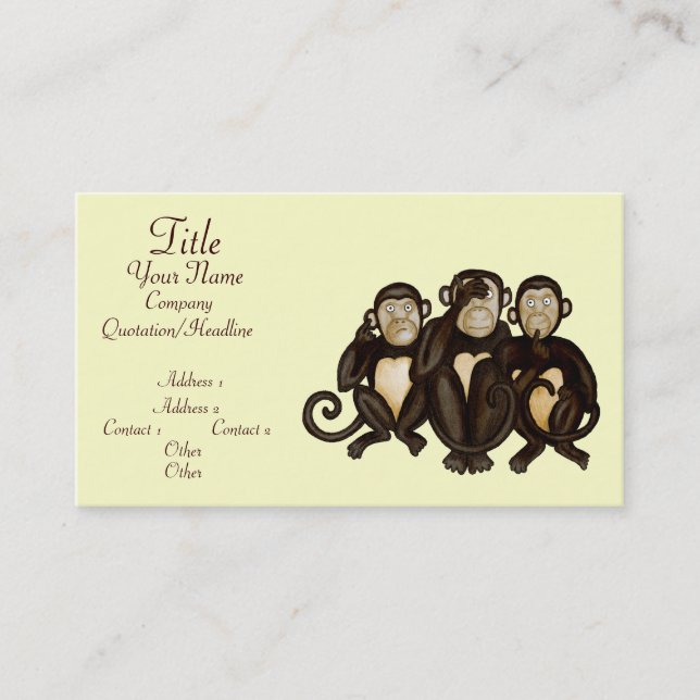 Carte De Visite Trois singes sages (Devant)
