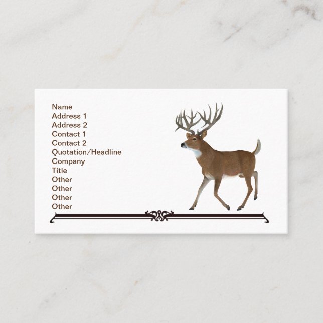 Carte De Visite Trophée Whitetail Deer (Devant)