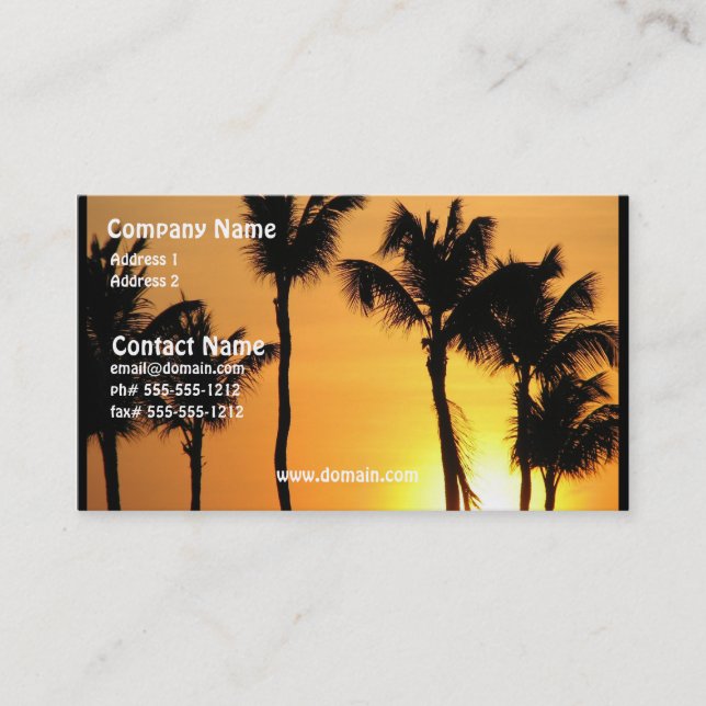 Carte de visite tropical de coucher du soleil (Devant)