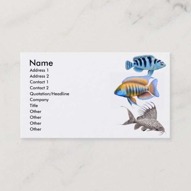 Carte de visite tropical de poissons d'aquarium (Devant)