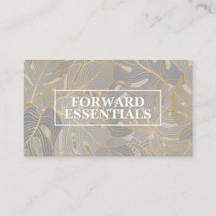 Carte De Visite Tropical Feuille Golden Lines Motif sans couture