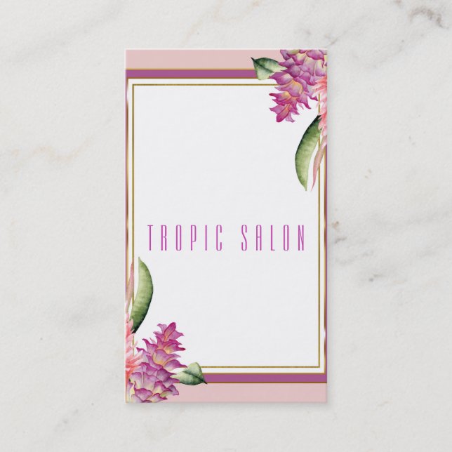 Carte De Visite Tropical Floral Orchid violet rose botanique chic (Devant)