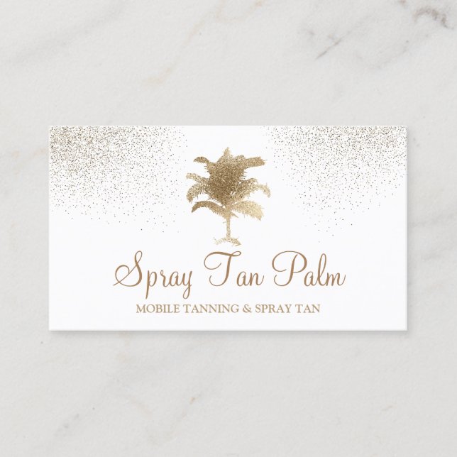 Carte De Visite Tropical Gold Palm Tree Spray Tan Sparkle (Devant)