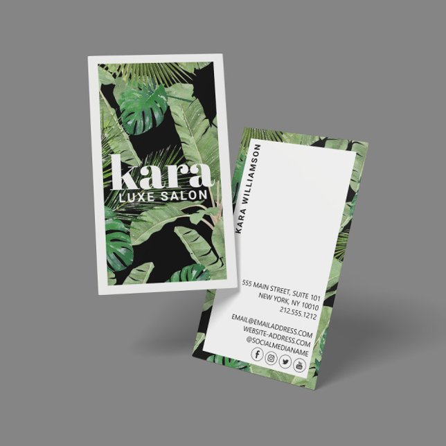 Carte De Visite Tropical Moderne Boutique Salon Designer Noir (Créateur téléchargé)