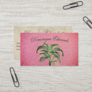 Carte De Visite Tropical Palm Tree Pink Miami Marble Professional