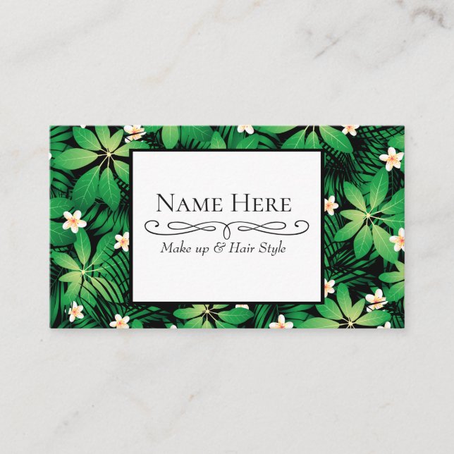 Carte De Visite Tropical plumeria lush forest (Devant)
