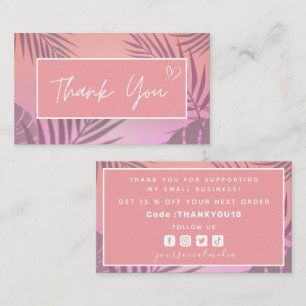 Carte De Visite Tropical Rose Exotic Merci Code de remise