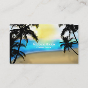 Carte de visite tropicale de jour avec plage et pa