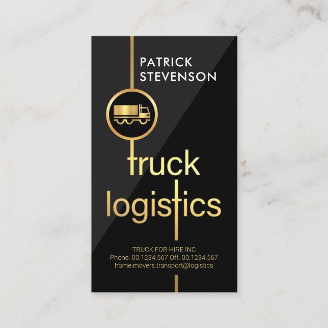 Carte De Visite Truck d'or Logistique Croisement Transport (Devant)