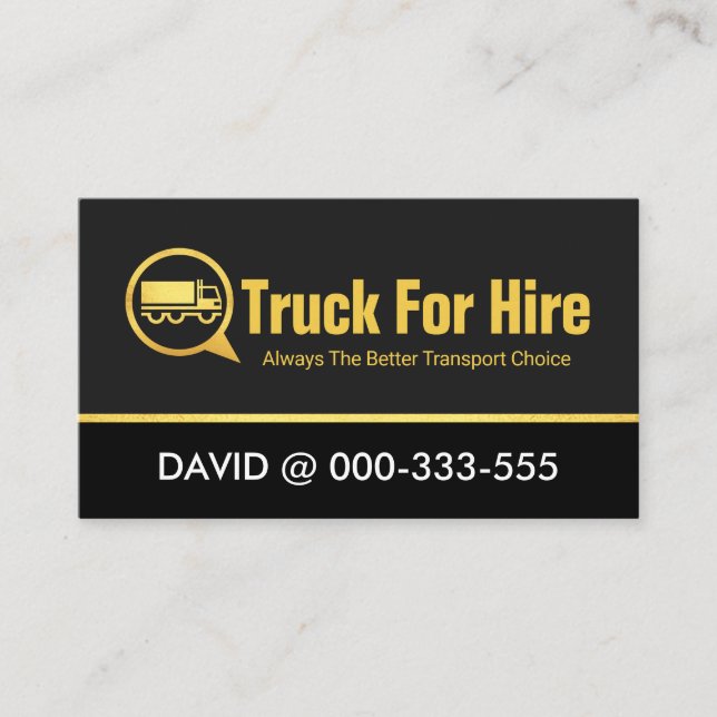 Carte De Visite Trucker boîte vocale de camion d'or (Devant)