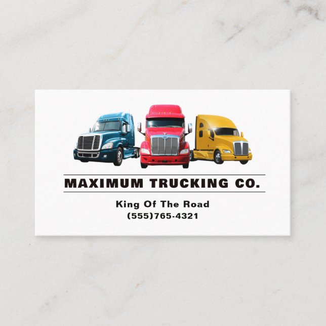 Carte De Visite Trucker Transport Semi-Trucking Company (Devant)