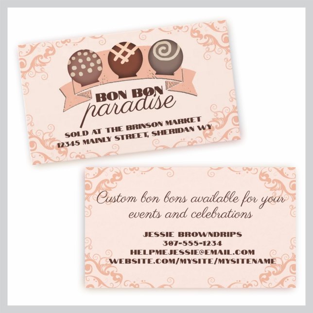 Carte De Visite truffes chocolat bonbons de fabrication de pâtisse (Créateur téléchargé)