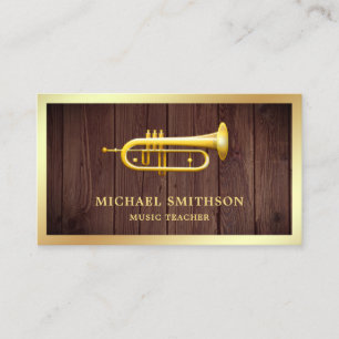 Carte De Visite Trumpet Music Enseignant de la trompette en or de 
