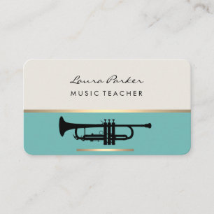 Carte De Visite Trumpet Musicien Musique Enseignant Instrument Or